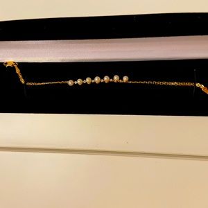 24k gold pearl and diamond bracelet